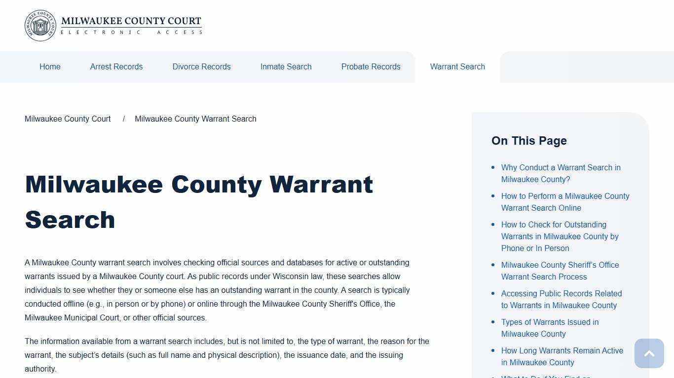 Milwaukee County Warrant Search | Milwaukee County Court