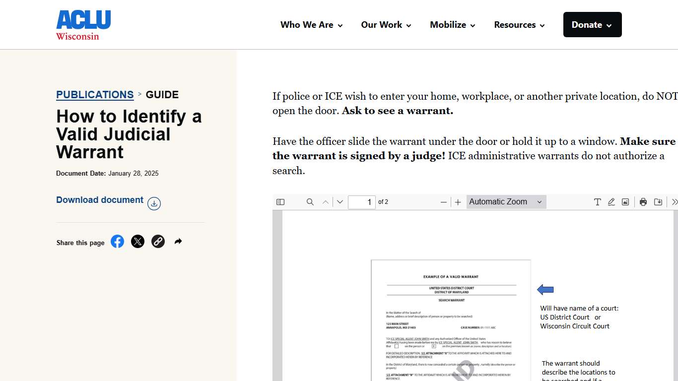 How to Identify a Valid Judicial Warrant - ACLU of Wisconsin